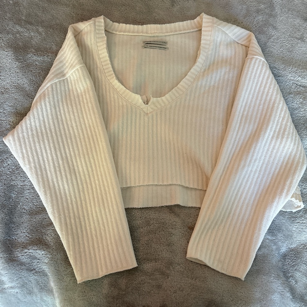 Urban Outfitters Cream Ribbed Crop Top
